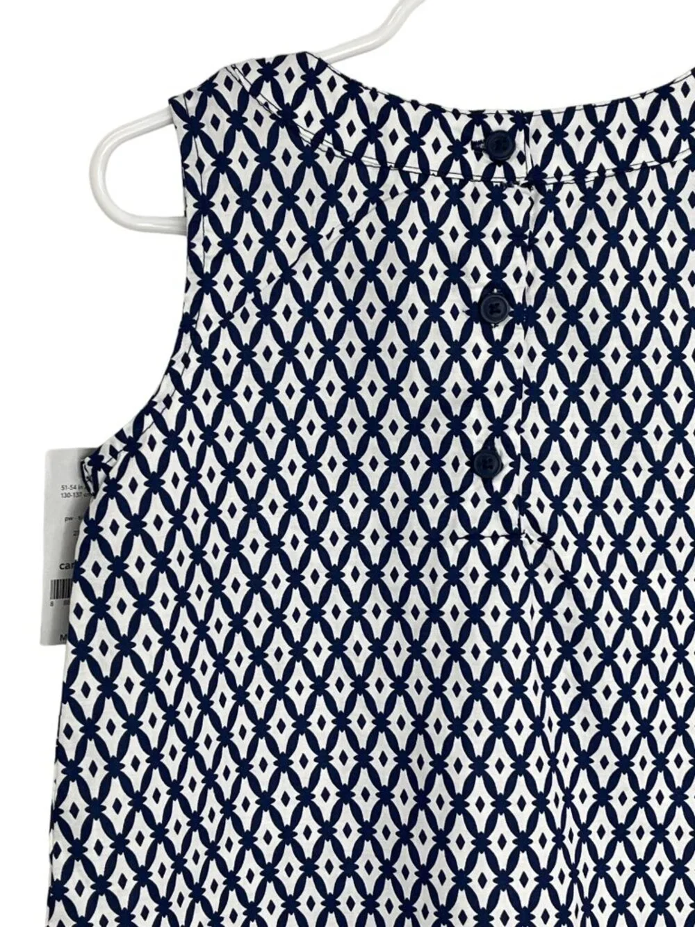 Carters Girls Dress Size 8 Blue White Print Sleeveless Cotton Summer NWT